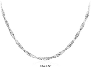 .925 Sterling Silver Singapore Chain Adjustable Length 20
