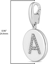 .925 Sterling Silver Diamond-Accented Round Initial Charm Enhancer with Lobster Claw Clasp (I-J Color, I2-I3 Clarity) - Choice of Letter