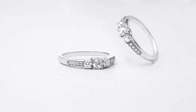 10K White Gold 1/2 Cttw Lab Created Diamond Three Stone Engagement Ring (G-H Color, SI1-SI2 Clarity)