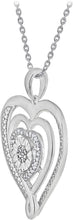 .925 Sterling Silver 1/10 Cttw Diamond Cluster Miracle Plate Concentric Hearts Pendant Necklace with Cable Chain - 18” (I-J Color, I2-I3 Clarity)