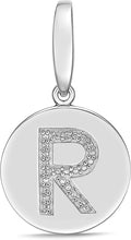 .925 Sterling Silver Diamond-Accented Round Initial Charm Enhancer with Lobster Claw Clasp (I-J Color, I2-I3 Clarity) - Choice of Letter
