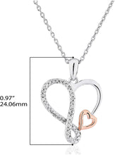 14K Rose Gold Plated .925 Sterling Silver 1/10 Cttw Round Diamond 15-Stone Infinity Heart pendant necklace on 18
