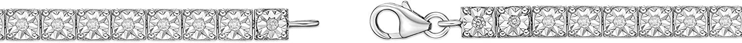 .925 Sterling Silver 1/2 Cttw Diamond Square Miracle Set Links Tennis Bracelet (I-J Color, I2-I3 Clarity) - 7-1/4