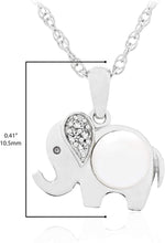 .925 Sterling Silver, 6.0mm White Freshwater Cultured Button Pearl & Lab Grown White Sapphire Elephant Pendant Necklace with 20