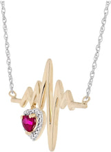 14K Gold Plated .925 Sterling Silver Diamond Heartbeat Necklace on 18