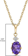 14K Yellow Gold Plated .925 Sterling Silver Oval Cut Birthstone & Created White Sapphire Pendant Necklace 18