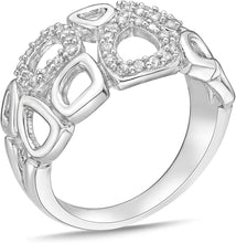 .925 Sterling Silver & 2/5 Cttw Diamond Modern Abstract Open Bubble Mosaic Statement Ring (I-J Color, I2-I3 Clarity)