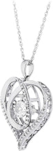.925 Sterling Silver & Lab Created White Sapphire Dancing Heart Pendant Necklace with Fine Rope Chain - 18”