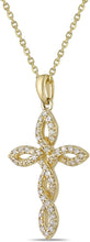 10K Yellow Gold 1/4 Cttw Brilliant-Cut Diamond Almond Shaped Knotted Fretty Cross Pendant Necklace with Cable Chain - 20