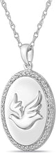 .925 Sterling Silver Cubic Zirconia Engraved Dove with Message “I am essential” Essential Worker Appreciation Oval Pendant Necklace - 20”