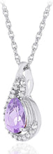 .925 Sterling Silver Pear-Shaped Birthstone & Lab Grown White Sapphire or CZ Teardrop Pendant Necklace on 18