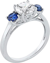 .925 Sterling Silver Lab Created White Sapphire & Lab Created Blue Sapphire 3-Stone Ring