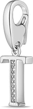.925 Sterling Silver Diamond-Accented Dangling Initial Charm Enhancer with Lobster Claw Clasp (I-J Color, I2-I3 Clarity) - Choice of Letter