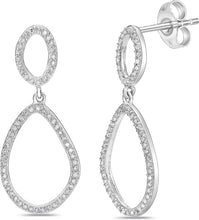 .925 Sterling Silver 1/2 Cttw Diamond Irregular Ellipse Pebble Dangle Earrings (I-J Color, I2-I3 Clarity)