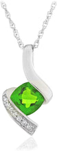 .925 Sterling Silver, Cushion-Cut Birthstone & Created White Sapphire or CZ Twist Pendant Necklace on 18