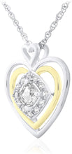 14K Yellow Gold Plated .925 Sterling Silver, Cushion Cut Gemstone & Lab Grown White Sapphire Three Heart Halo Pendant Necklace - 20” - Choice of Color