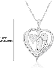 .925 Sterling Silver Diamond Accented Couple Silhouette in Heart with Message Pendant Necklace on 18