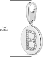 .925 Sterling Silver Diamond-Accented Round Initial Charm Enhancer with Lobster Claw Clasp (I-J Color, I2-I3 Clarity) - Choice of Letter