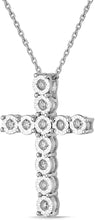 .925 Sterling Silver 1/4 Cttw Brilliant-Cut Diamond Miracle-Set Shared Prong Cross 20