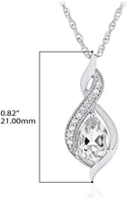 Sterling Silver Pear Birthstone & Lab Grown White Sapphire or CZ Milgrain Twist Pendant Necklace with 18