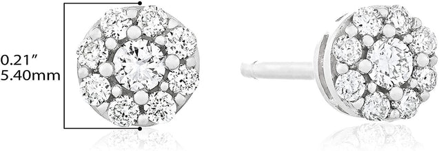 10K White Gold 1/4 Cttw Lab Grown Diamond 5.5mm Round Halo Stud Earrings (G-H Color, SI1-SI2 Clarity)