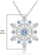 .925 Sterling Silver, Fancy Blue Swarovski Zirconia & White Cubic Zirconia Milgrain Snowflake 20