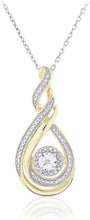 14K Yellow Gold Plated .925 Sterling Silver Diamond Accented Double Twist Teardrop Pendant Necklace on 18