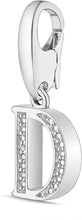 .925 Sterling Silver Diamond-Accented Dangling Initial Charm Enhancer with Lobster Claw Clasp (I-J Color, I2-I3 Clarity) - Choice of Letter
