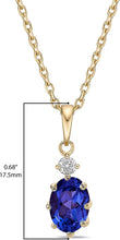 14K Yellow Gold Plated .925 Sterling Silver Oval Cut Birthstone & Created White Sapphire Pendant Necklace 18