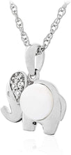 .925 Sterling Silver, 6.0mm White Freshwater Cultured Button Pearl & Lab Grown White Sapphire Elephant Pendant Necklace with 20