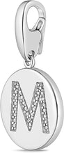 .925 Sterling Silver Diamond-Accented Round Initial Charm Enhancer with Lobster Claw Clasp (I-J Color, I2-I3 Clarity) - Choice of Letter