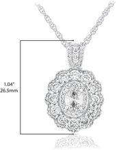 .925 Sterling Silver & Oval Cut White Cubic Zirconia Halo Oval Flower 20