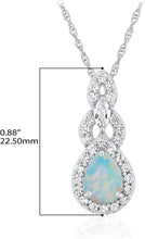 .925 Sterling Silver Teardrop Birthstone & Lab Grown White Sapphire or CZ Art Deco Style Pendant & 18
