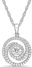 .925 Sterling Silver & White Cubic Zirconia Halo Hypnotizing Spiral Amulet Vintage Reproduction Round Pendant Necklace - 20”