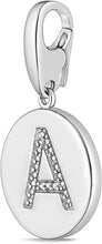.925 Sterling Silver Diamond-Accented Round Initial Charm Enhancer with Lobster Claw Clasp (I-J Color, I2-I3 Clarity) - Choice of Letter