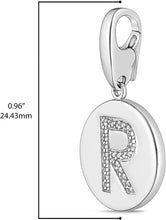 .925 Sterling Silver Diamond-Accented Round Initial Charm Enhancer with Lobster Claw Clasp (I-J Color, I2-I3 Clarity) - Choice of Letter