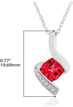 .925 Sterling Silver, Cushion-Cut Birthstone & Created White Sapphire or CZ Twist Pendant Necklace on 18