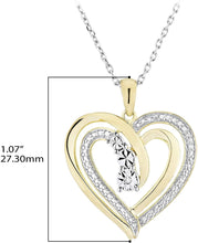 14K Yellow Gold Plated .925 Sterling Silver Diamond Accented Nesting Hearts Pendant Necklace with 18