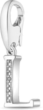 .925 Sterling Silver Diamond-Accented Dangling Initial Charm Enhancer with Lobster Claw Clasp (I-J Color, I2-I3 Clarity) - Choice of Letter