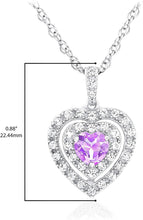 .925 Sterling Silver, Heart Shaped Lab Grown White Opal Cabochon & Lab Grown White Sapphire Three Heart Halo Pendant Necklace - 20”