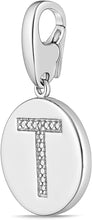 .925 Sterling Silver Diamond-Accented Round Initial Charm Enhancer with Lobster Claw Clasp (I-J Color, I2-I3 Clarity) - Choice of Letter