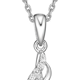 10K White Gold Pear Shape Blue Sapphire & 1/10 Cttw Diamond Teardrop Infinity Pendant Necklace - 18" Cable (H-I Color, I1-I2 Clarity)