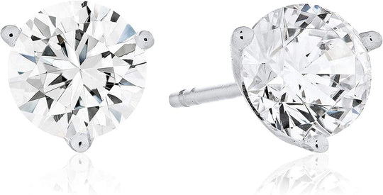 .925 Lab Grown White Sapphire Solitaire Martini Stud Earrings