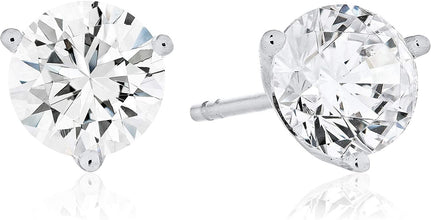 .925 Lab Grown White Sapphire Solitaire Martini Stud Earrings