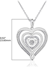 .925 Sterling Silver 1/10 Cttw Diamond Cluster Miracle Plate Concentric Hearts Pendant Necklace with Cable Chain - 18” (I-J Color, I2-I3 Clarity)