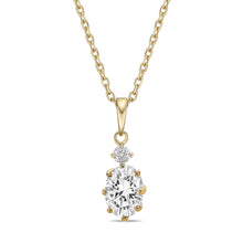 14K Yellow Gold Plated .925 Sterling Silver Oval Cut Birthstone & Created White Sapphire Pendant Necklace 18