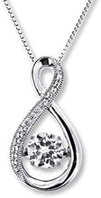 .925 Sterling Silver & Lab-Grown White Sapphire Infinity Loop Pendant with Dancing Gem Inside and Delicate Box Chain Pendant Necklace - 18”