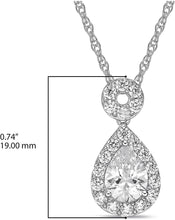 .925 Sterling Silver Round and Pear Cut White Cubic Zirconia 3/4