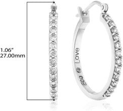 10K White Gold 1/2 Cttw Lab Grown Diamond Hinged Latch Back Hoop Earrings (G-H Color, SI1-SI2 Clarity)