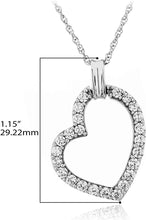 .925 Sterling Silver Cubic Zirconia Assymetrical Heart Pendant Necklace with 18